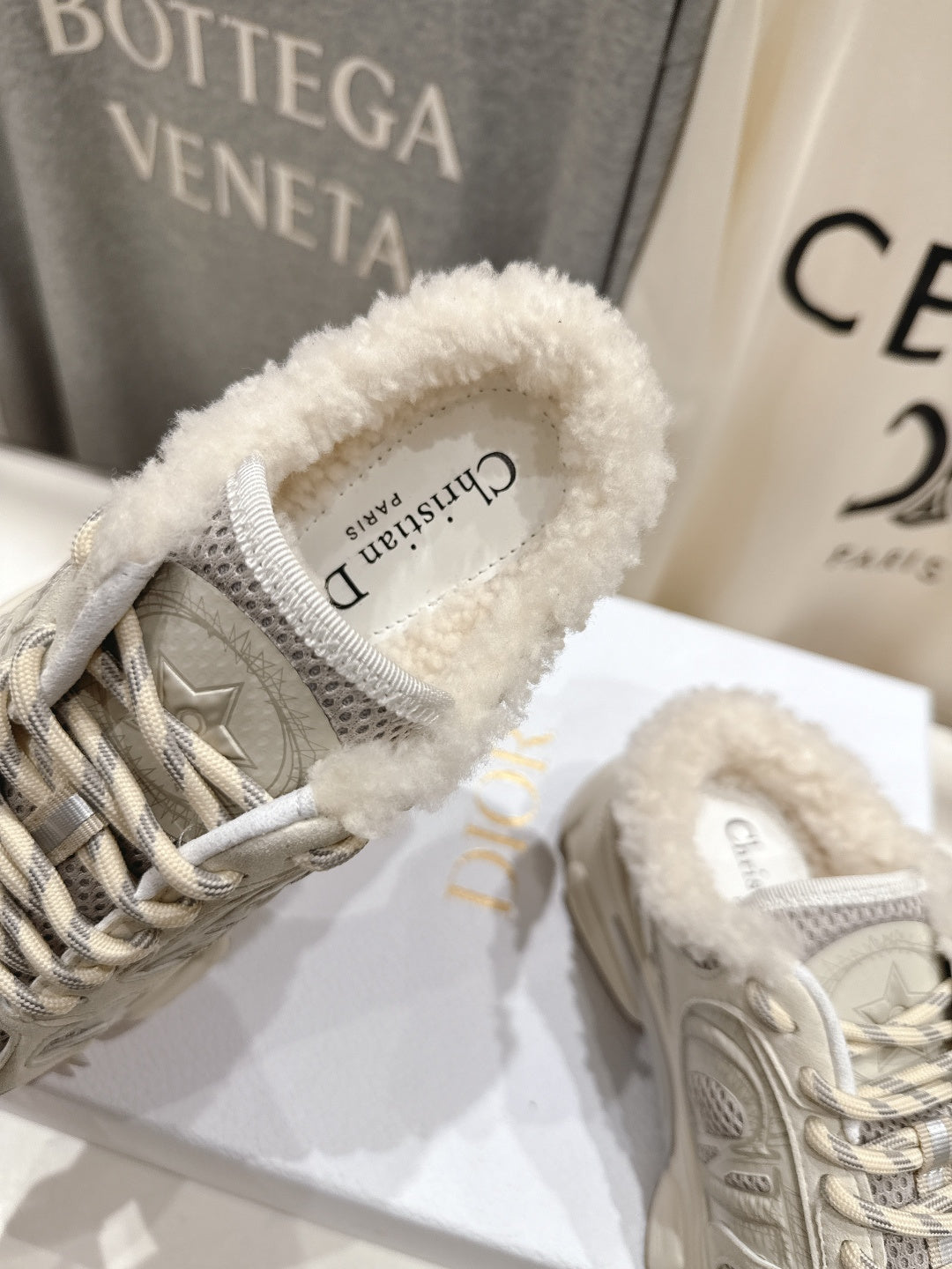 DIOR CHRONO SNEAKER 25S IN CREAM WHITE LAMBSKIN AND MESH FABRIC STYLE 8 - 35
