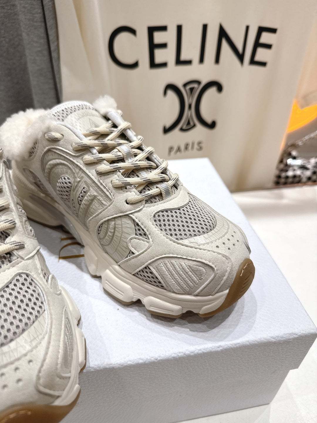 DIOR CHRONO SNEAKER 25S IN CREAM WHITE LAMBSKIN AND MESH FABRIC STYLE 8 - 35