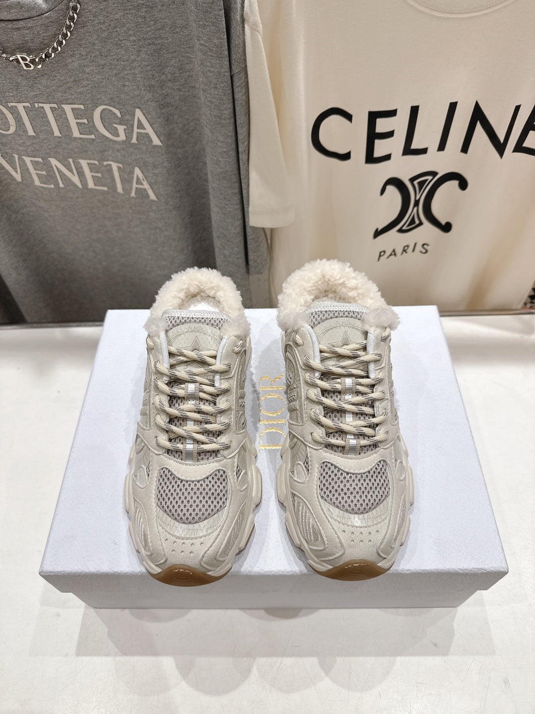 DIOR CHRONO SNEAKER 25S IN CREAM WHITE LAMBSKIN AND MESH FABRIC STYLE 8 - 35