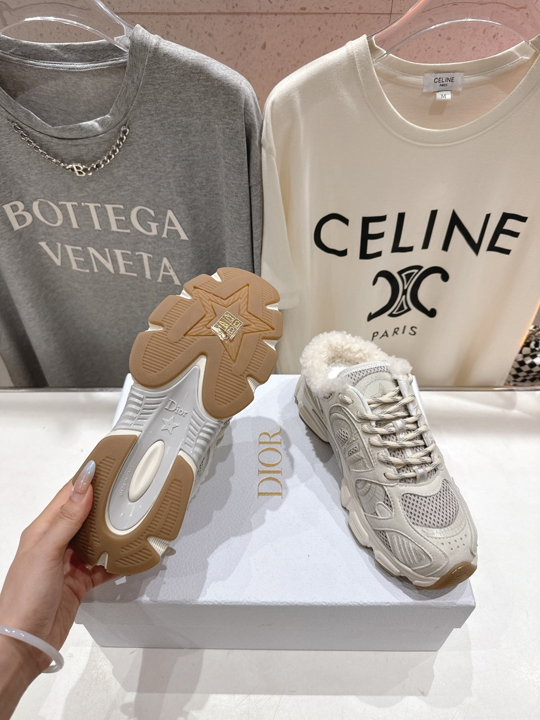 DIOR CHRONO SNEAKER 25S IN CREAM WHITE LAMBSKIN AND MESH FABRIC STYLE 8 - 35