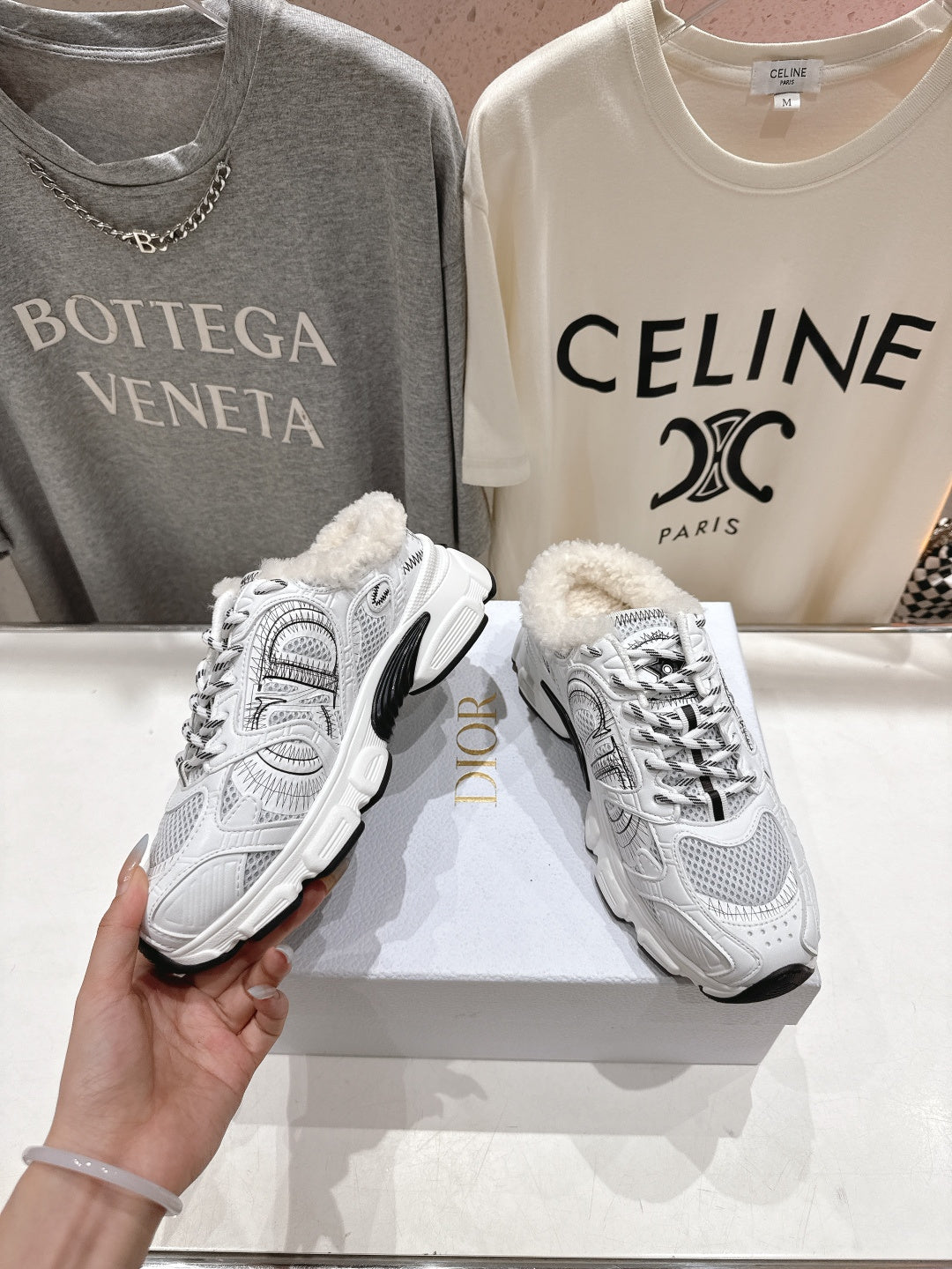 DIOR CHRONO SNEAKER 25S IN WHITE LAMBSKIN AND MESH FABRIC STYLE 7 - 35
