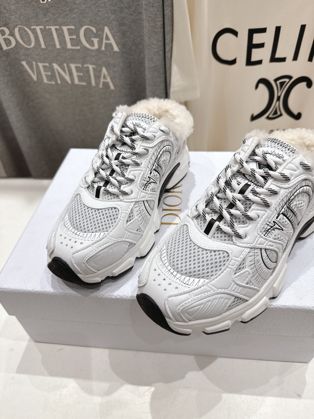 DIOR CHRONO SNEAKER 25S IN WHITE LAMBSKIN AND MESH FABRIC STYLE 7 - 35