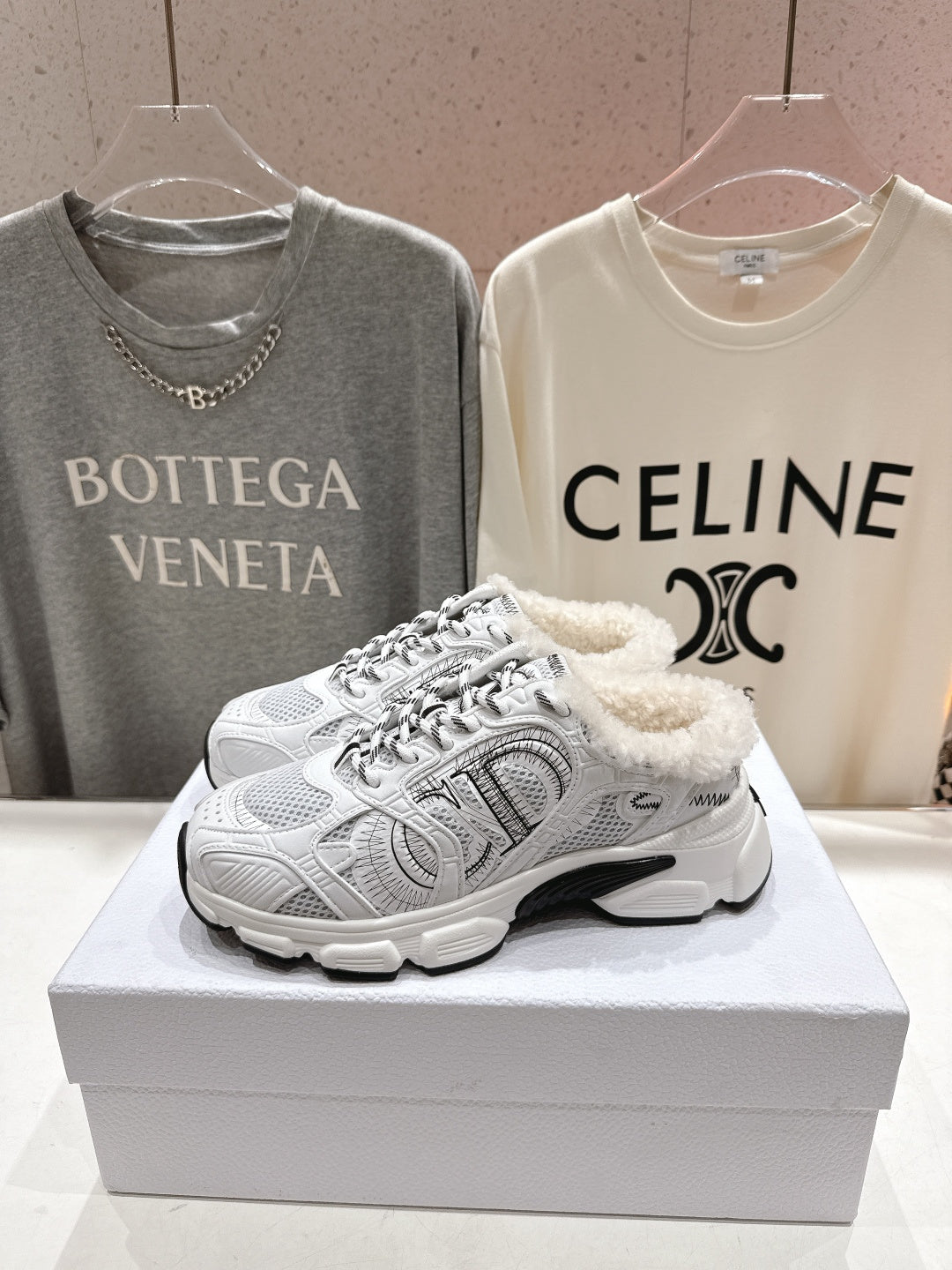 DIOR CHRONO SNEAKER 25S IN WHITE LAMBSKIN AND MESH FABRIC STYLE 7 - 35