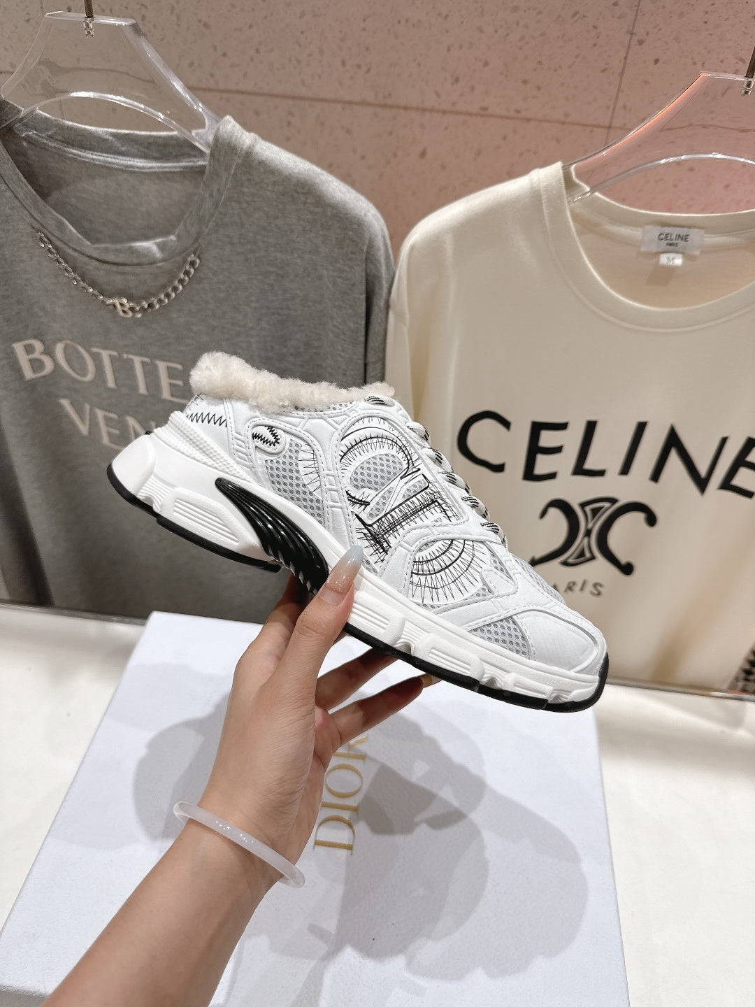 DIOR CHRONO SNEAKER 25S IN WHITE LAMBSKIN AND MESH FABRIC STYLE 7 - 35