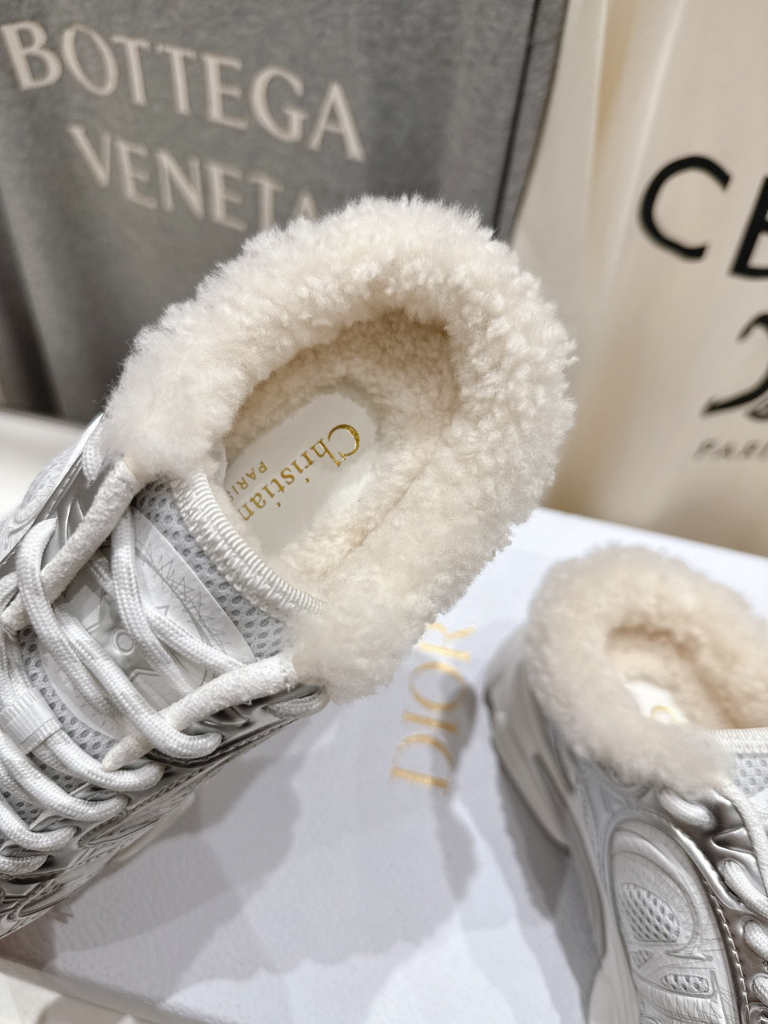 DIOR CHRONO SNEAKER 25S IN SILVER MIX WHITE LAMBSKIN AND MESH FABRIC STYLE 5 - 35
