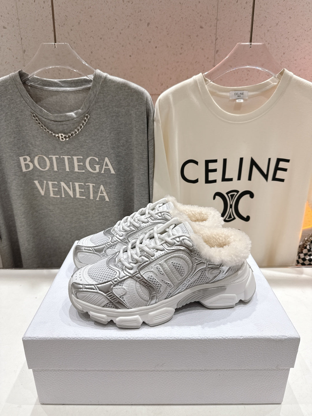 DIOR CHRONO SNEAKER 25S IN SILVER MIX WHITE LAMBSKIN AND MESH FABRIC STYLE 5 - 35