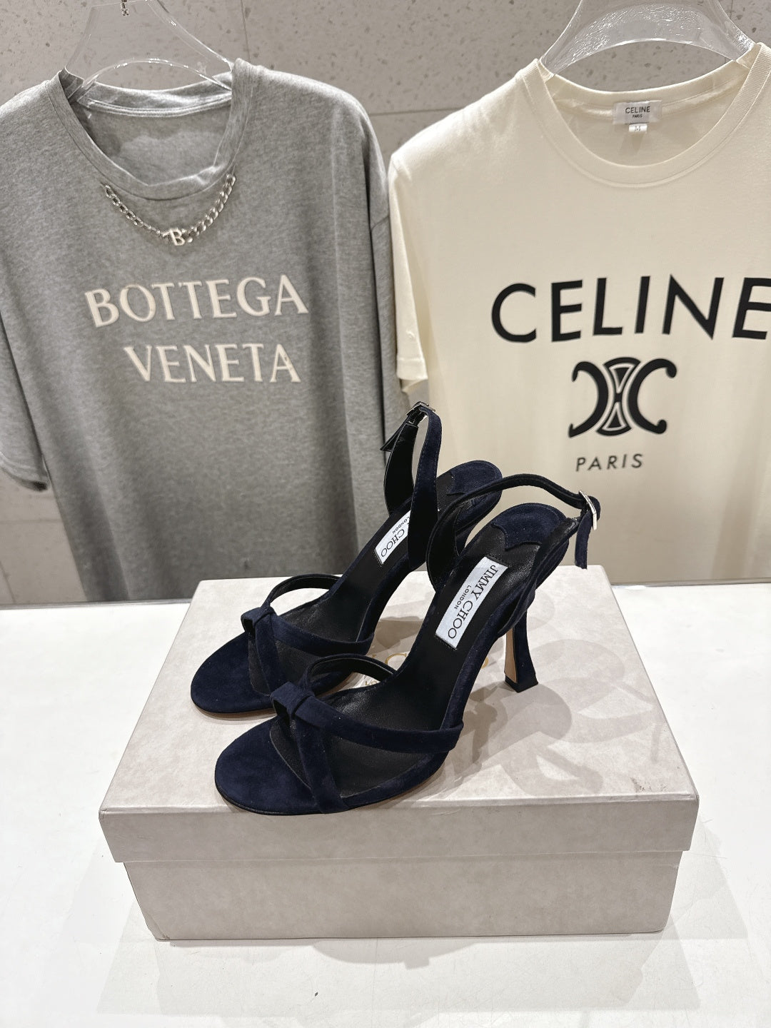 БОСОНІЖКИ JIMMY CHOO 26S НА ВИСОКИХ ПІДБОРАХ 100 ММ ІЗ ЧОРНОГО ОКСАМИТУ