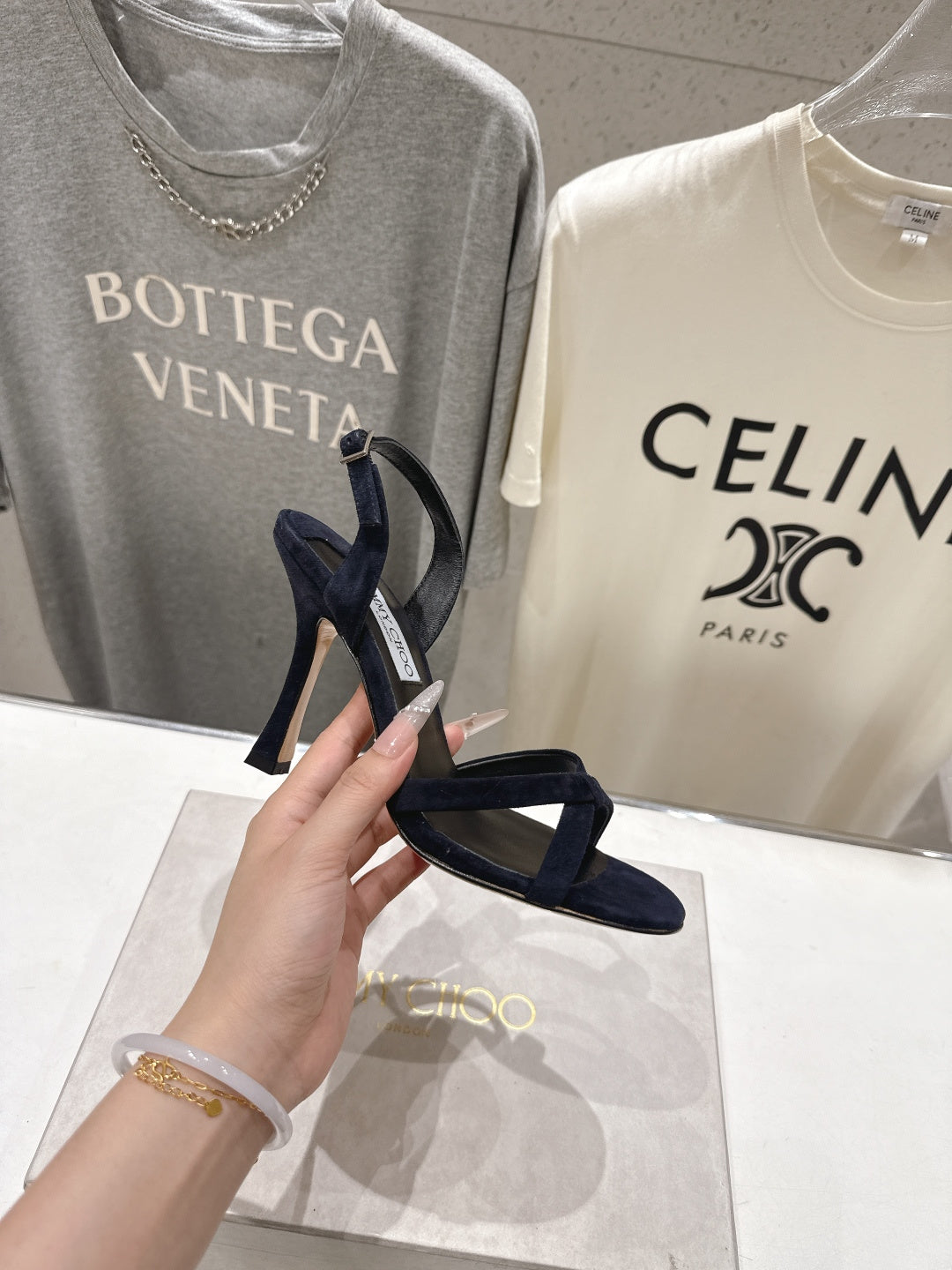 БОСОНІЖКИ JIMMY CHOO 26S НА ВИСОКИХ ПІДБОРАХ 100 ММ ІЗ ЧОРНОГО ОКСАМИТУ