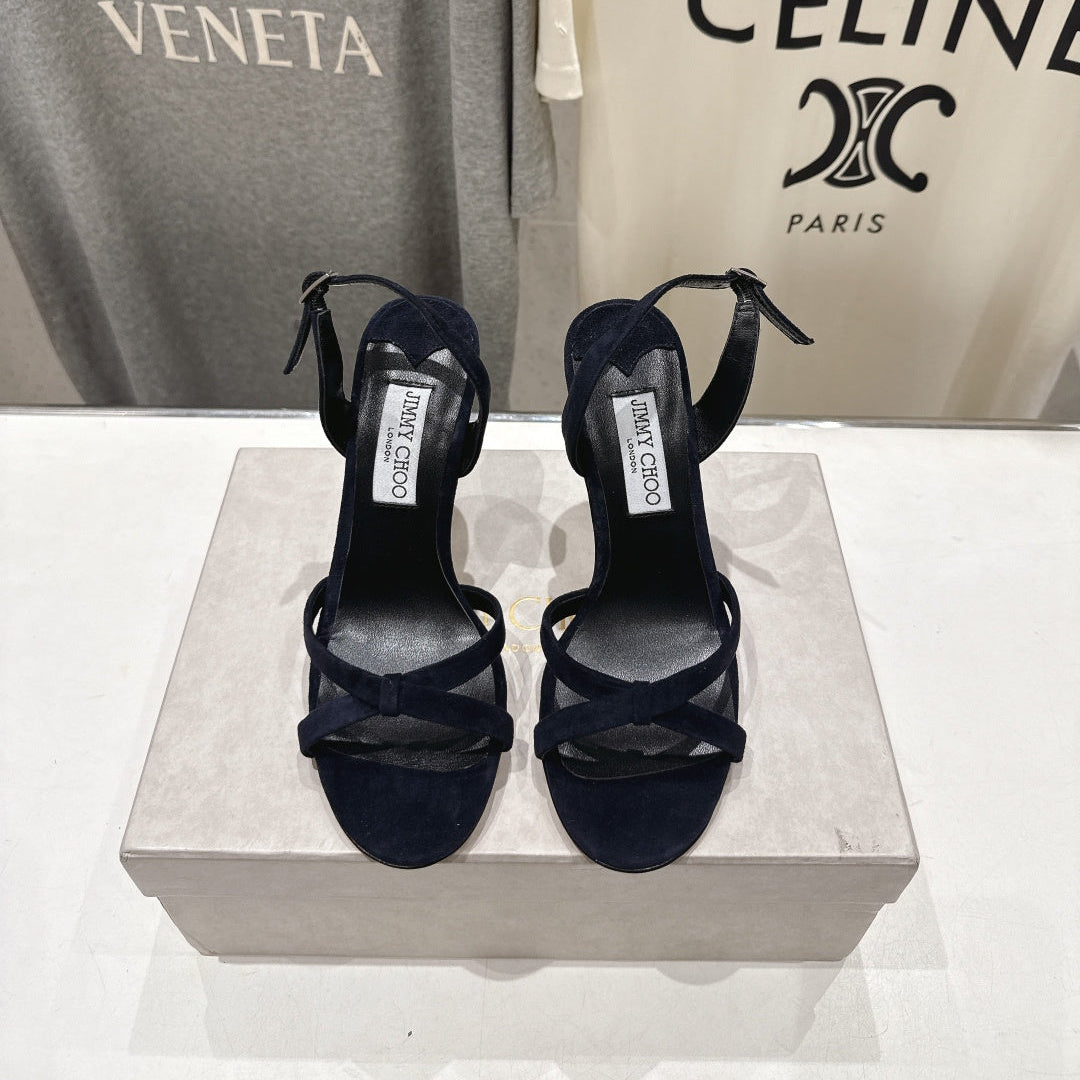 БОСОНІЖКИ JIMMY CHOO 26S НА ВИСОКИХ ПІДБОРАХ 100 ММ ІЗ ЧОРНОГО ОКСАМИТУ