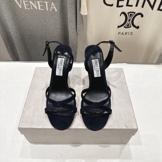 БОСОНІЖКИ JIMMY CHOO 26S НА ВИСОКИХ ПІДБОРАХ 100 ММ ІЗ ЧОРНОГО ОКСАМИТУ