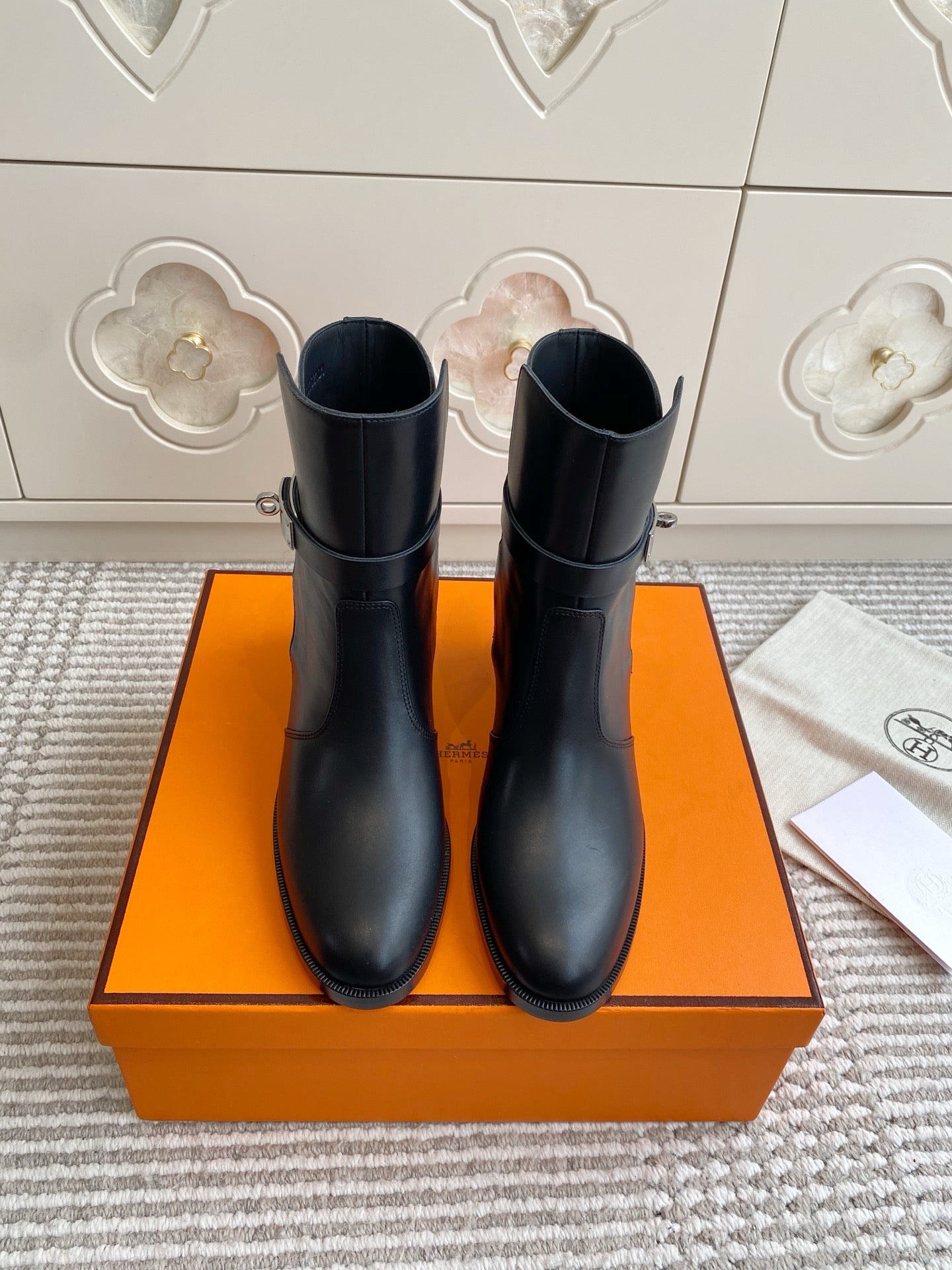 HM 25S FRENCHIE 50 ANKLE BOOT 50 MM IN BLACK LAMBSKIN WITH SILVER HARDWARE - 35