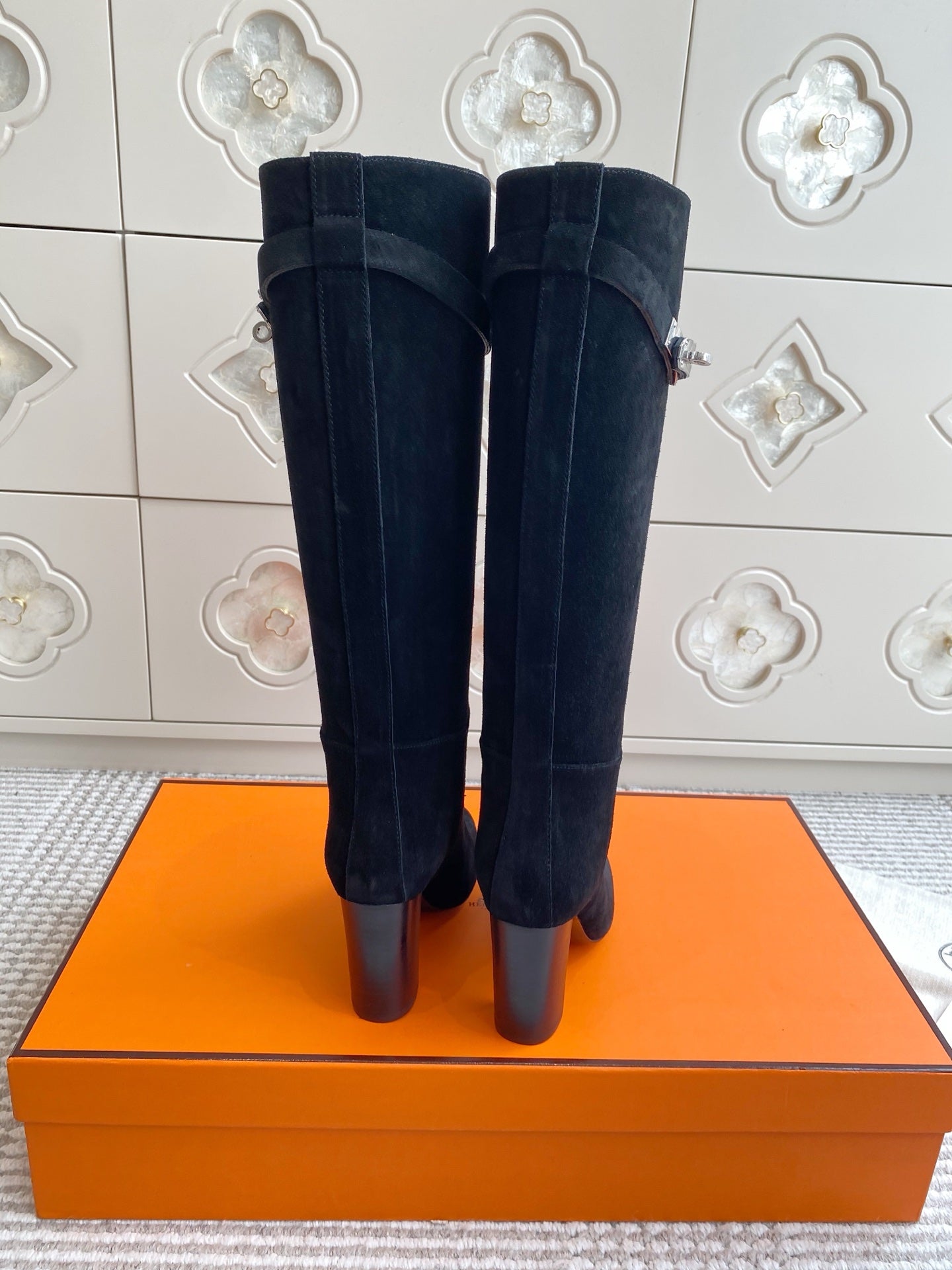 HM 25S TALL BOOTS 90 MM IN BLACK SUEDE - 35