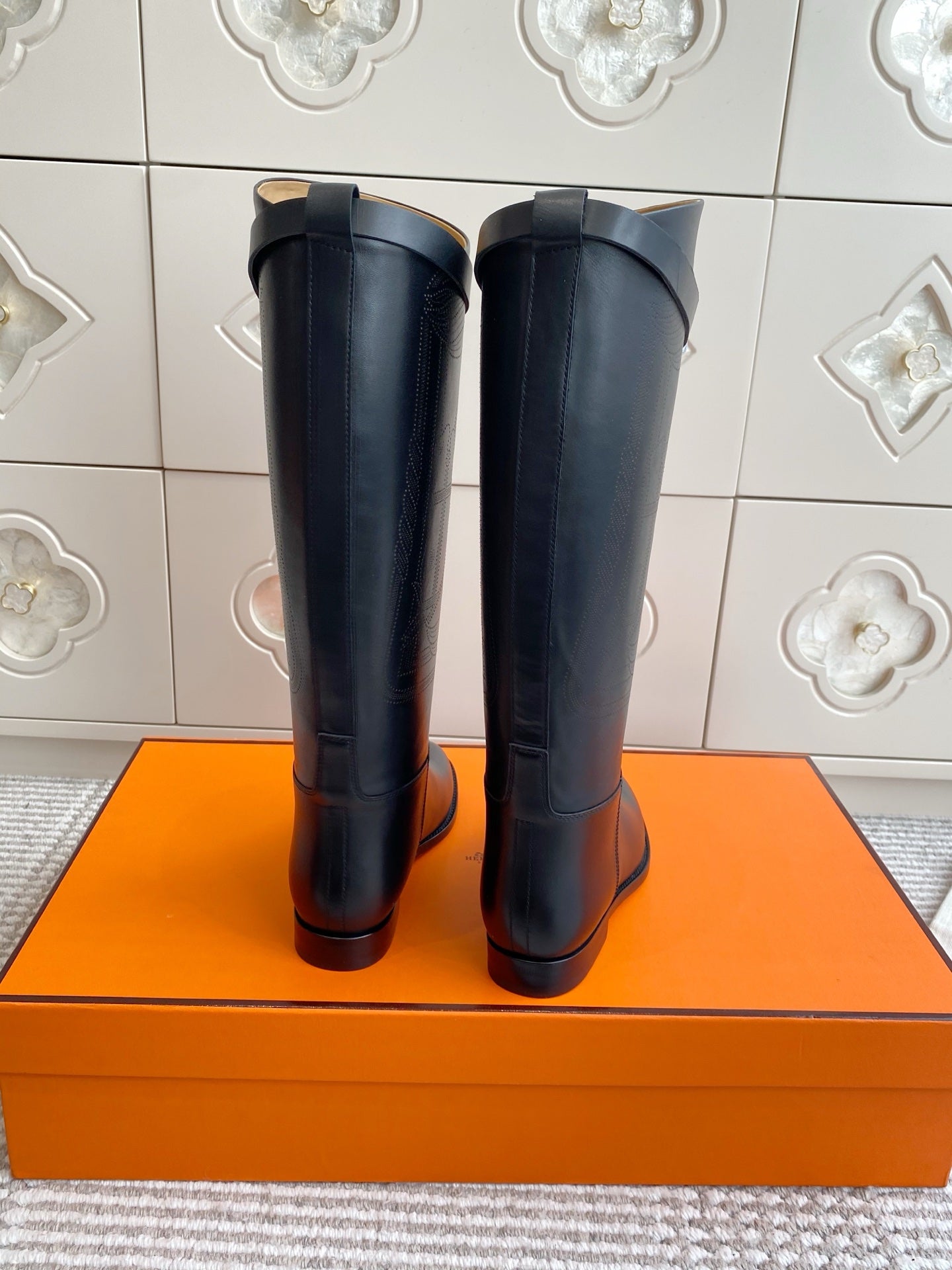 HM 25S JUMPING BOOTS IN BLACK LAMBSKIN WITH SILVER HARDWARE - 35