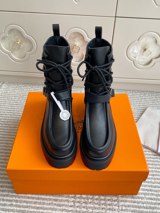 HM 25S ANKLE BOOTS IN BLACK LAMBSKIN - 35