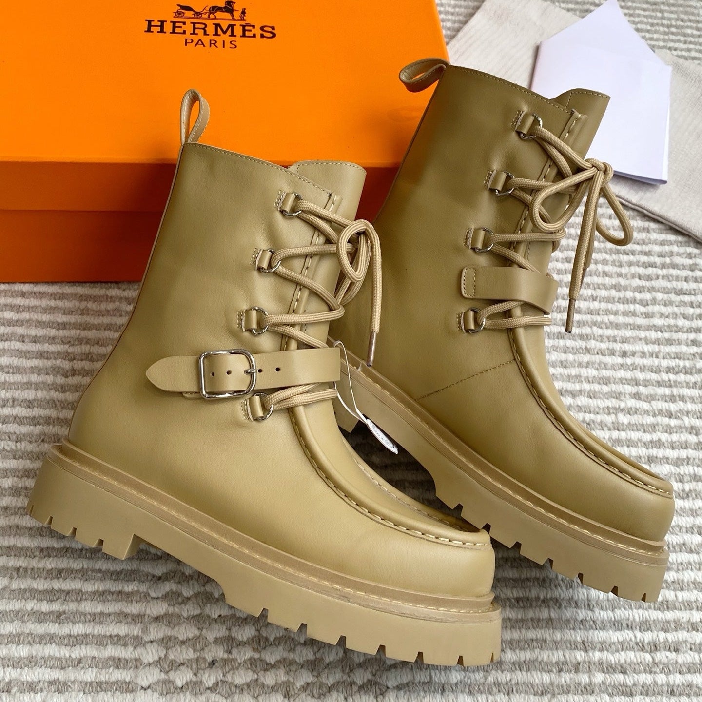 HM 25S ANKLE BOOTS IN WARM BEIGE GOLD LAMBSKIN - 35