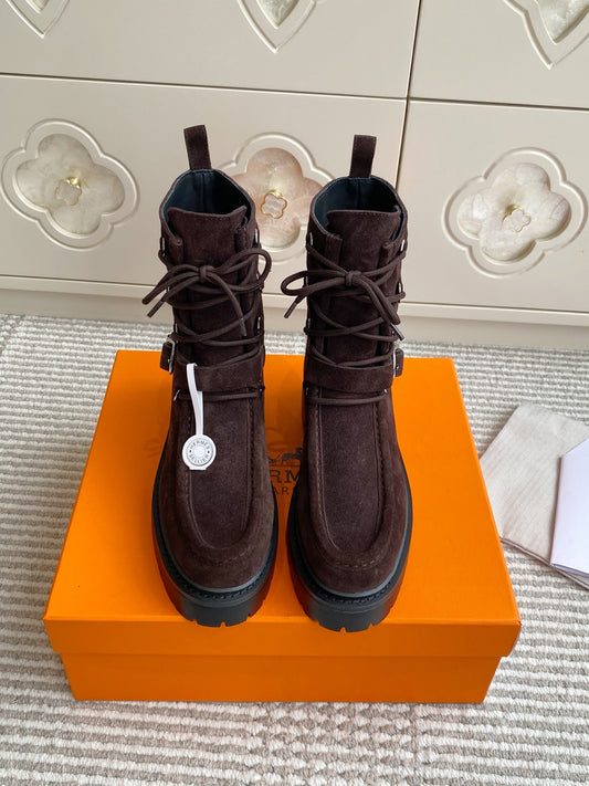 HM 25S ANKLE BOOTS IN DARK BROWN SUEDE - 35