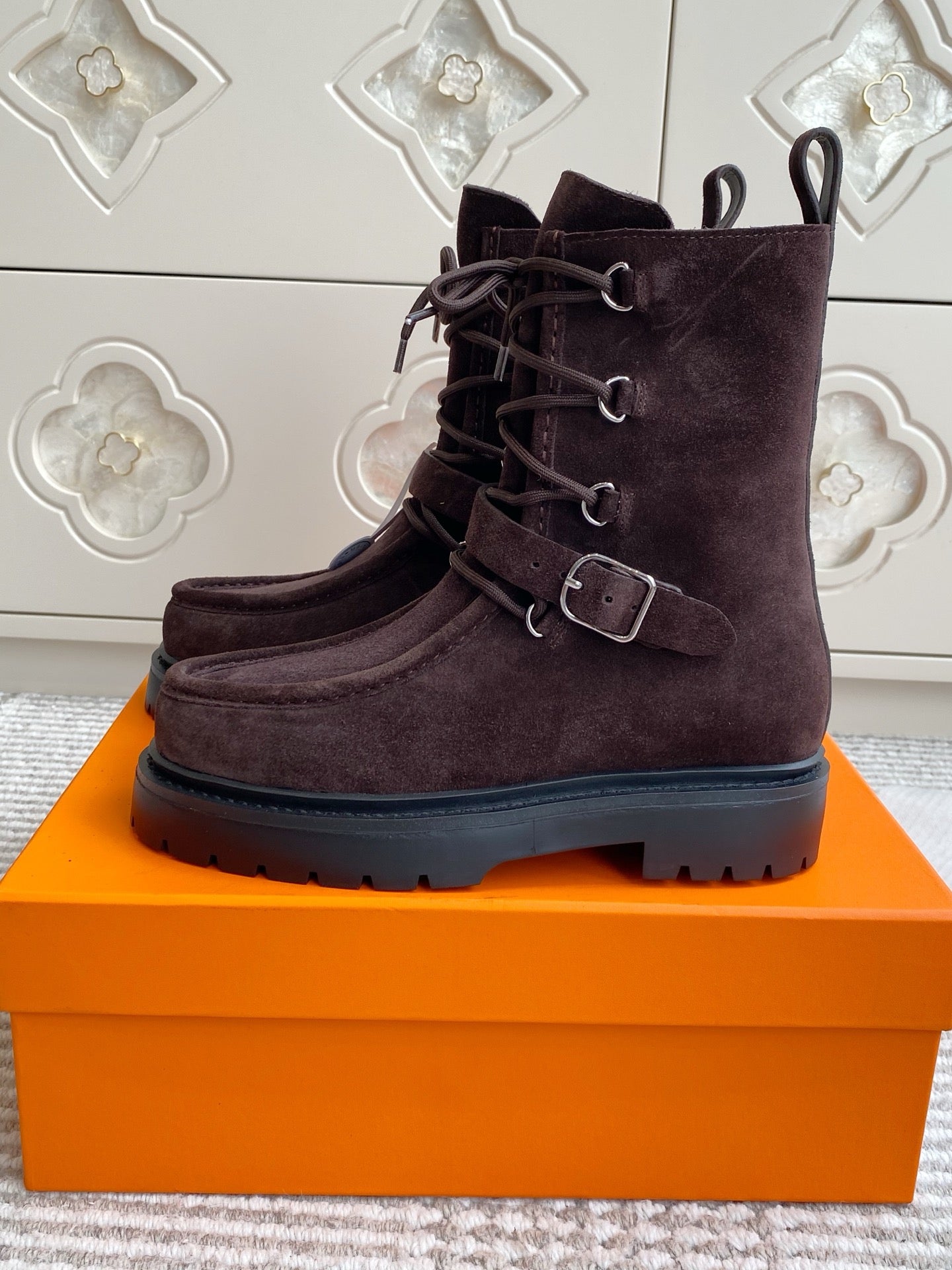HM 25S ANKLE BOOTS IN DARK BROWN SUEDE - 35
