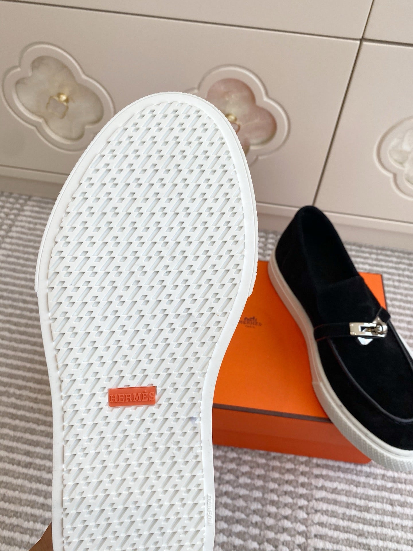 HM 25S SLIP-ON IN BLACK SUEDE WITH SILVER HARDWARE - 35
