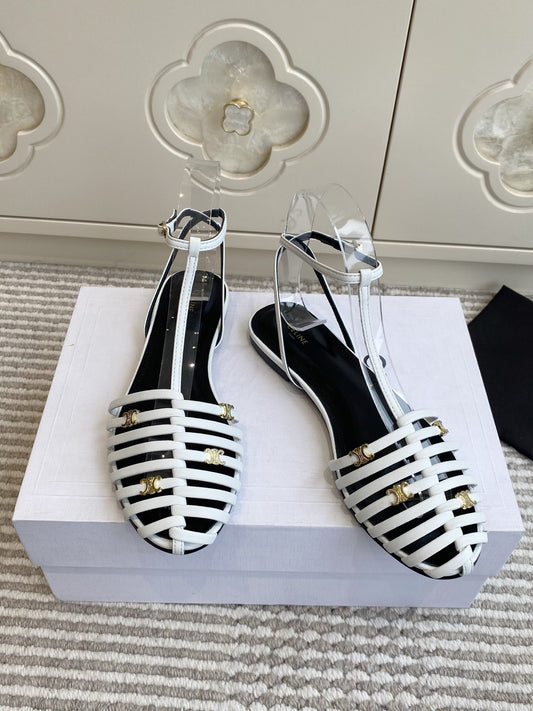САНДАЛІ-ГЛАДІАТОРИ CELINE 26S CLEA TRIOMPHE З БІЛОЇ ОВЕЧОЇ ШКІРИ