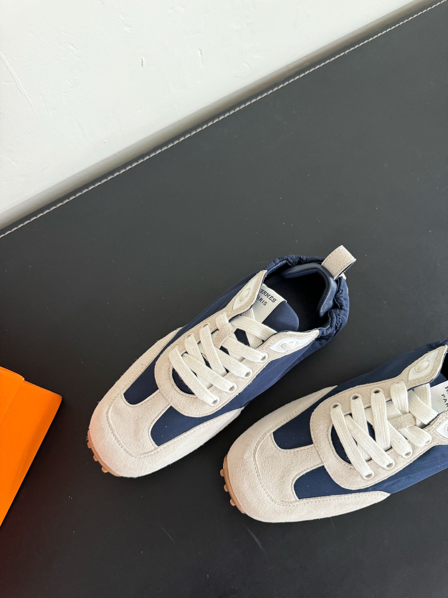 SKATEBOARD SHOES LIGHT GRAY MIX NAVY SUEDE - 35
