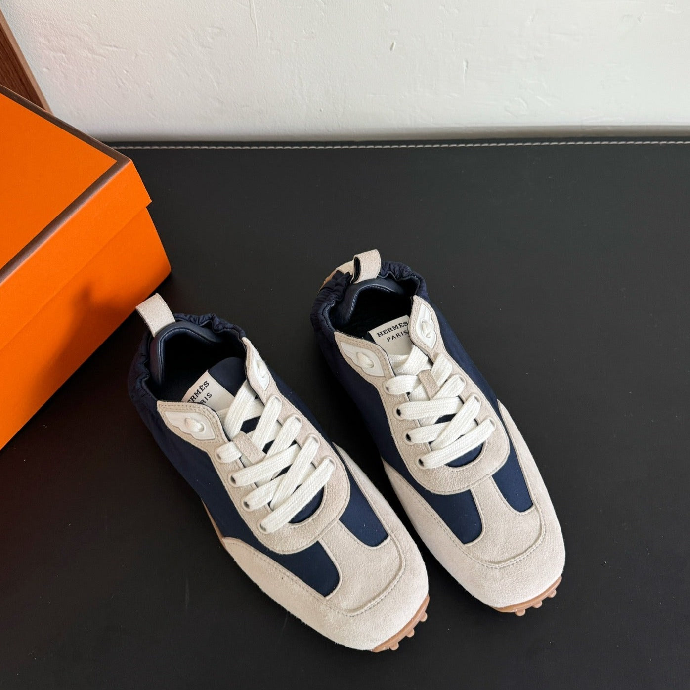 SKATEBOARD SHOES LIGHT GRAY MIX NAVY SUEDE - 35