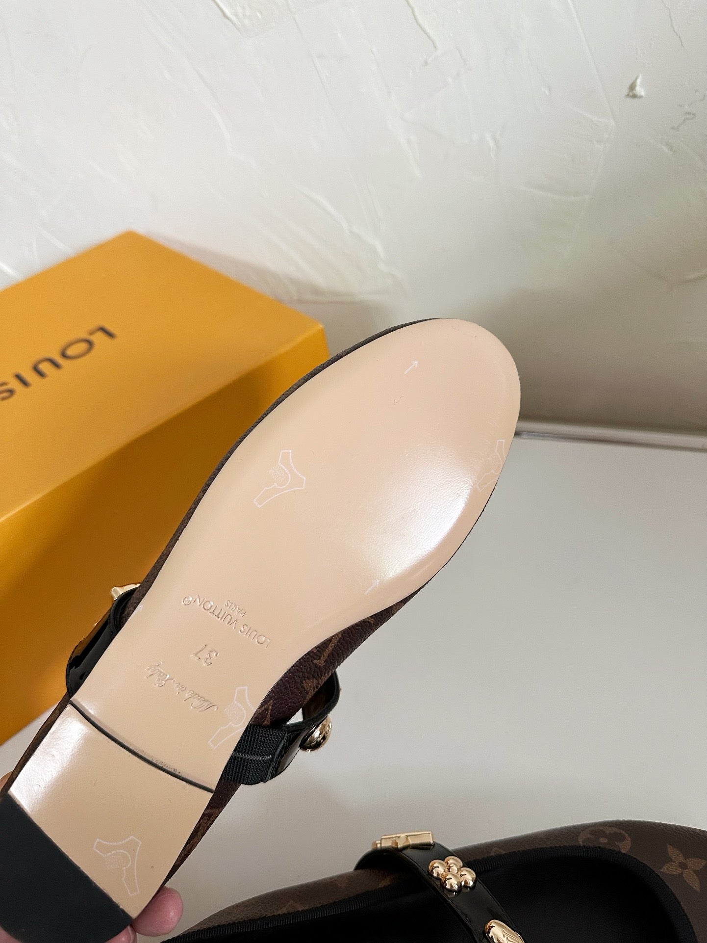 ROMY FLAT BALLERINA IN CHOCOLATE BROWN MONOGRAM CALFSKIN - 35