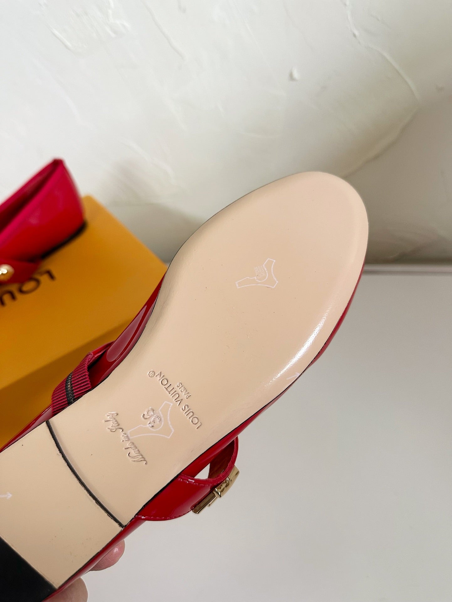 ROMY FLAT BALLERINA IN RUBY RED PATENT CALFSKIN - 35