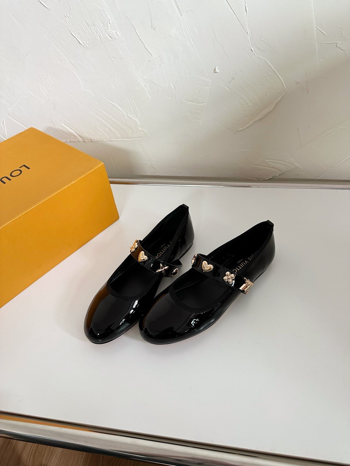 ROMY FLAT BALLERINA IN BLACK PATENT CALFSKIN - 35