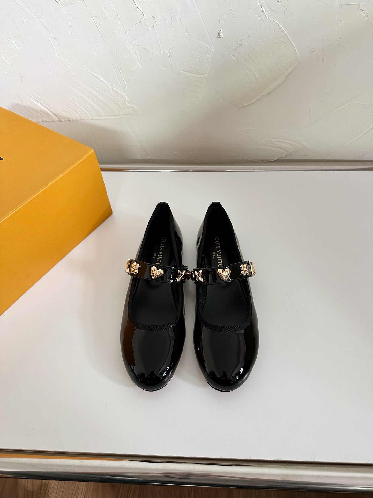 ROMY FLAT BALLERINA IN BLACK PATENT CALFSKIN - 35
