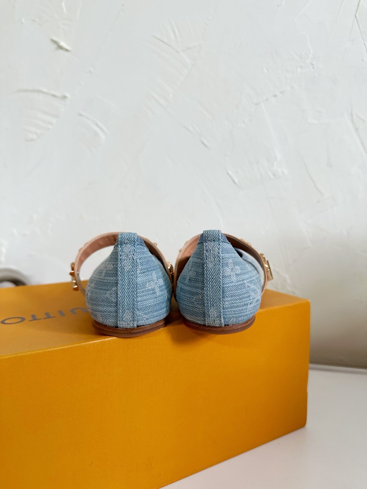 ROMY FLAT BALLERINA IN LIGHT BLUE MONOGRAM DENIM - 35