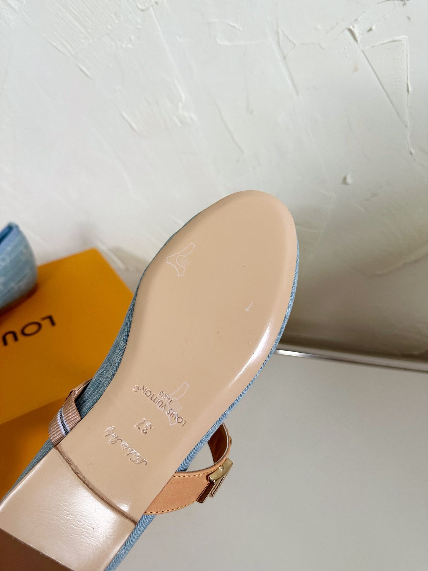 ROMY FLAT BALLERINA IN LIGHT BLUE MONOGRAM DENIM - 35