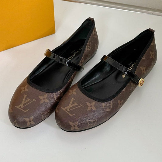 ROMY FLAT BALLERINA IN BROWN MONOGRAM CALFSKIN - 35