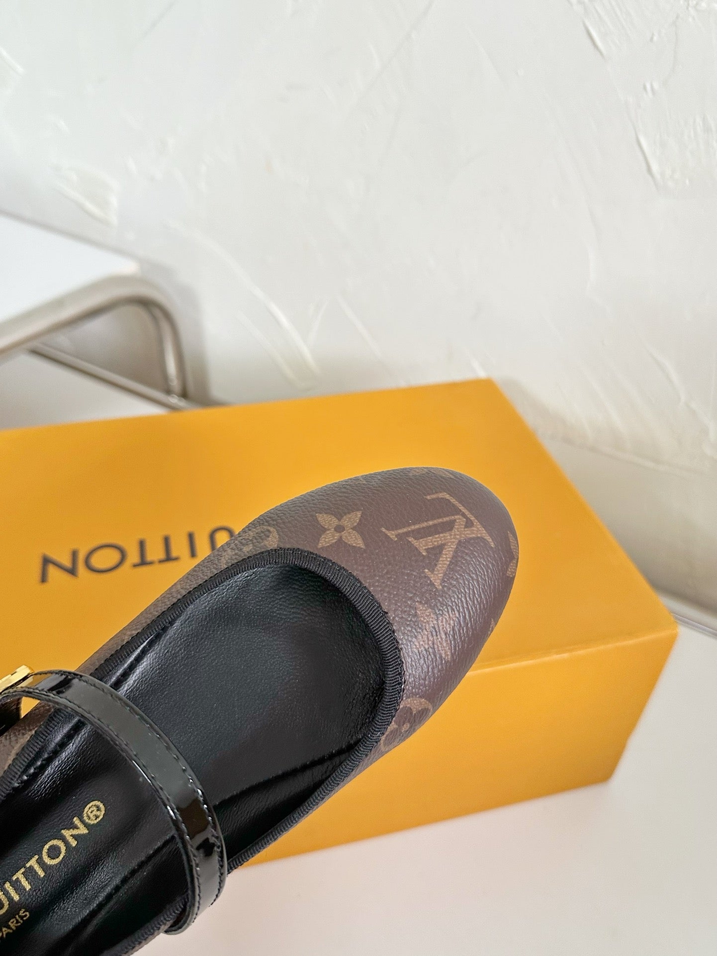 ROMY FLAT BALLERINA IN BROWN MONOGRAM CALFSKIN - 35