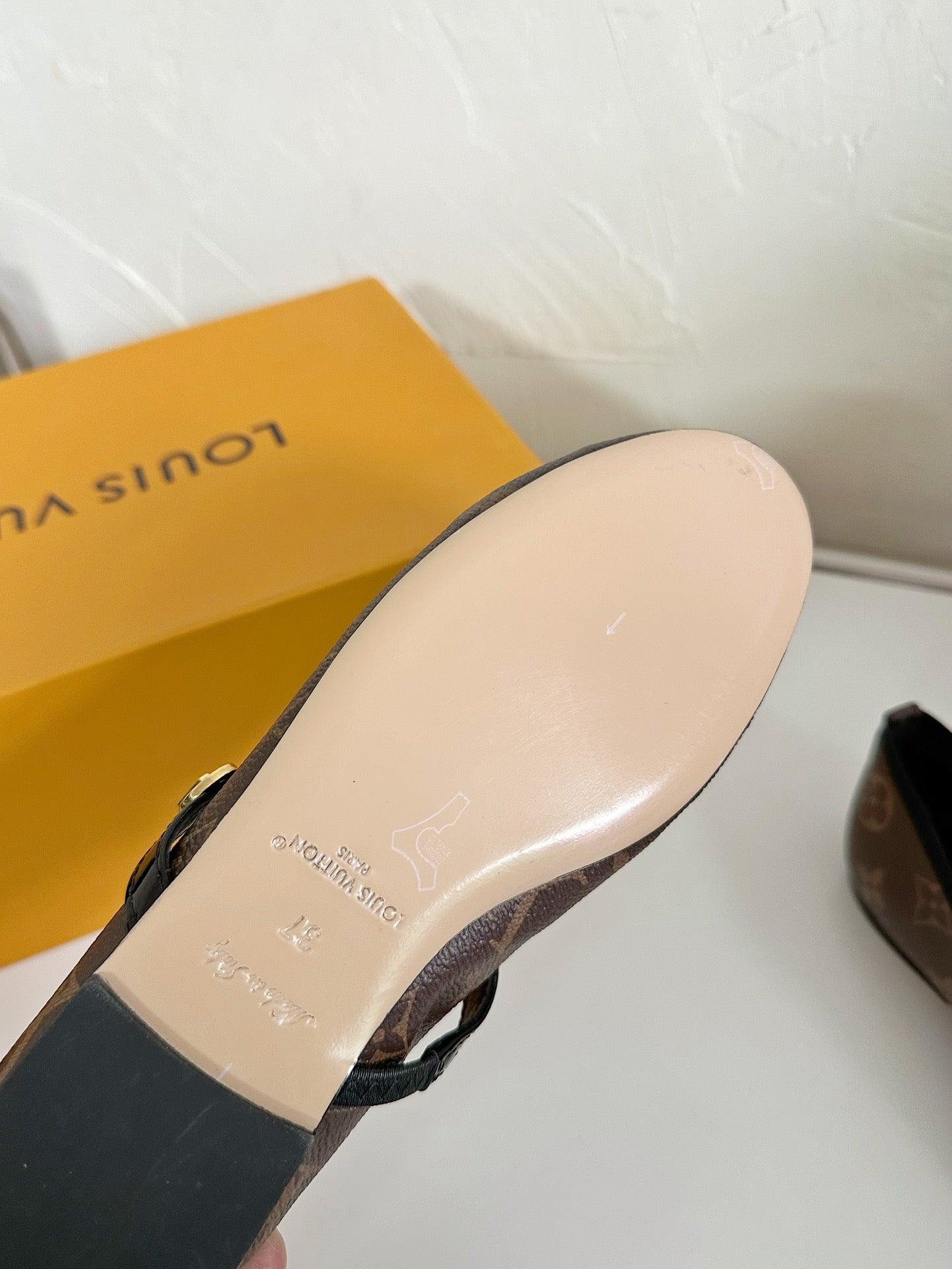ROMY FLAT BALLERINA IN BROWN MONOGRAM CALFSKIN - 35