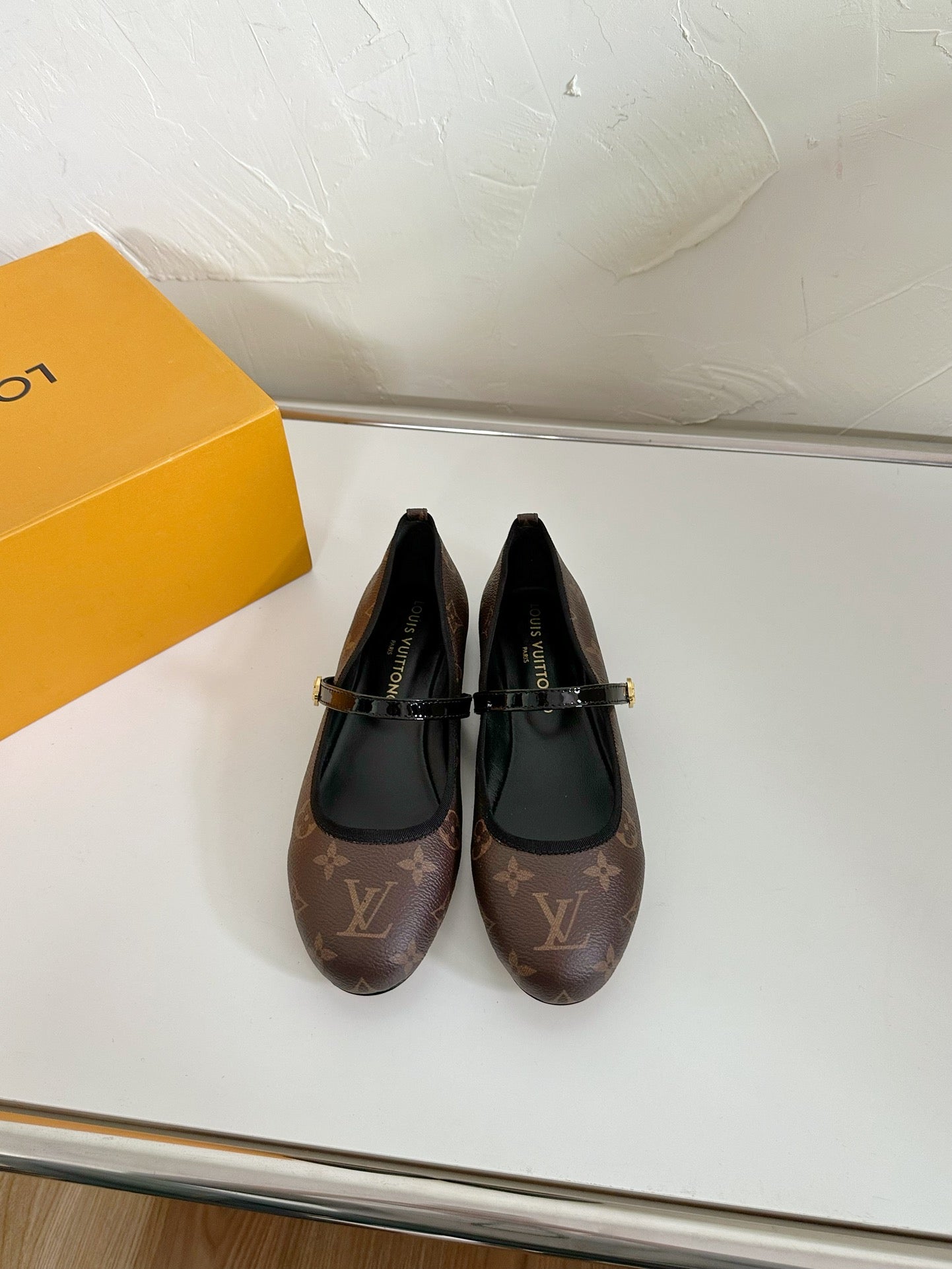 ROMY FLAT BALLERINA IN BROWN MONOGRAM CALFSKIN - 35