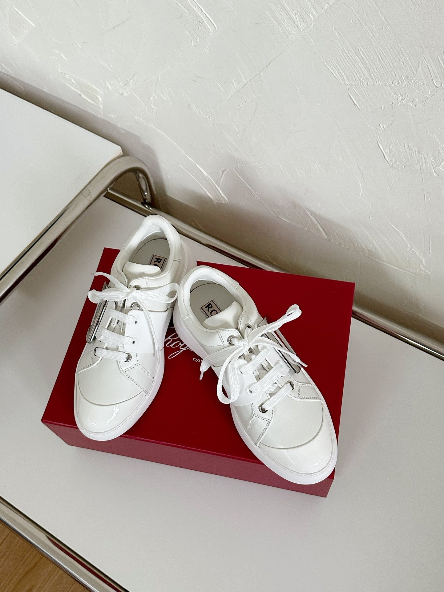 VIV' SKATE SNEAKERS IN WHITE CALFSKIN SILVER BUCKLE - 35