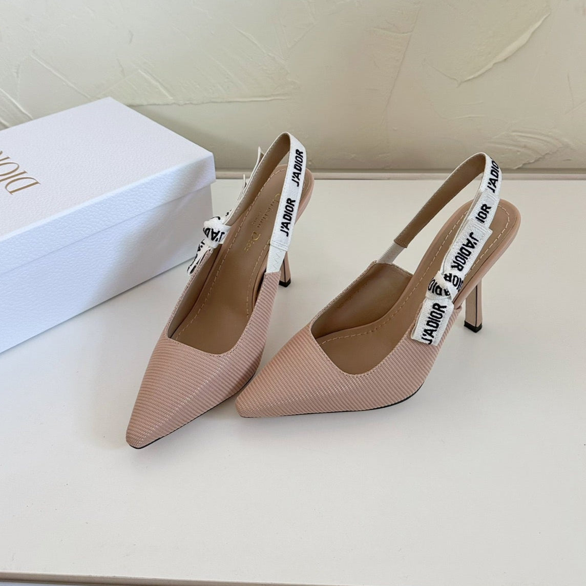 J'ADIOR SLINGBACK PUMP NUDE PINK TECHNICAL FABRIC 10 CM - 34