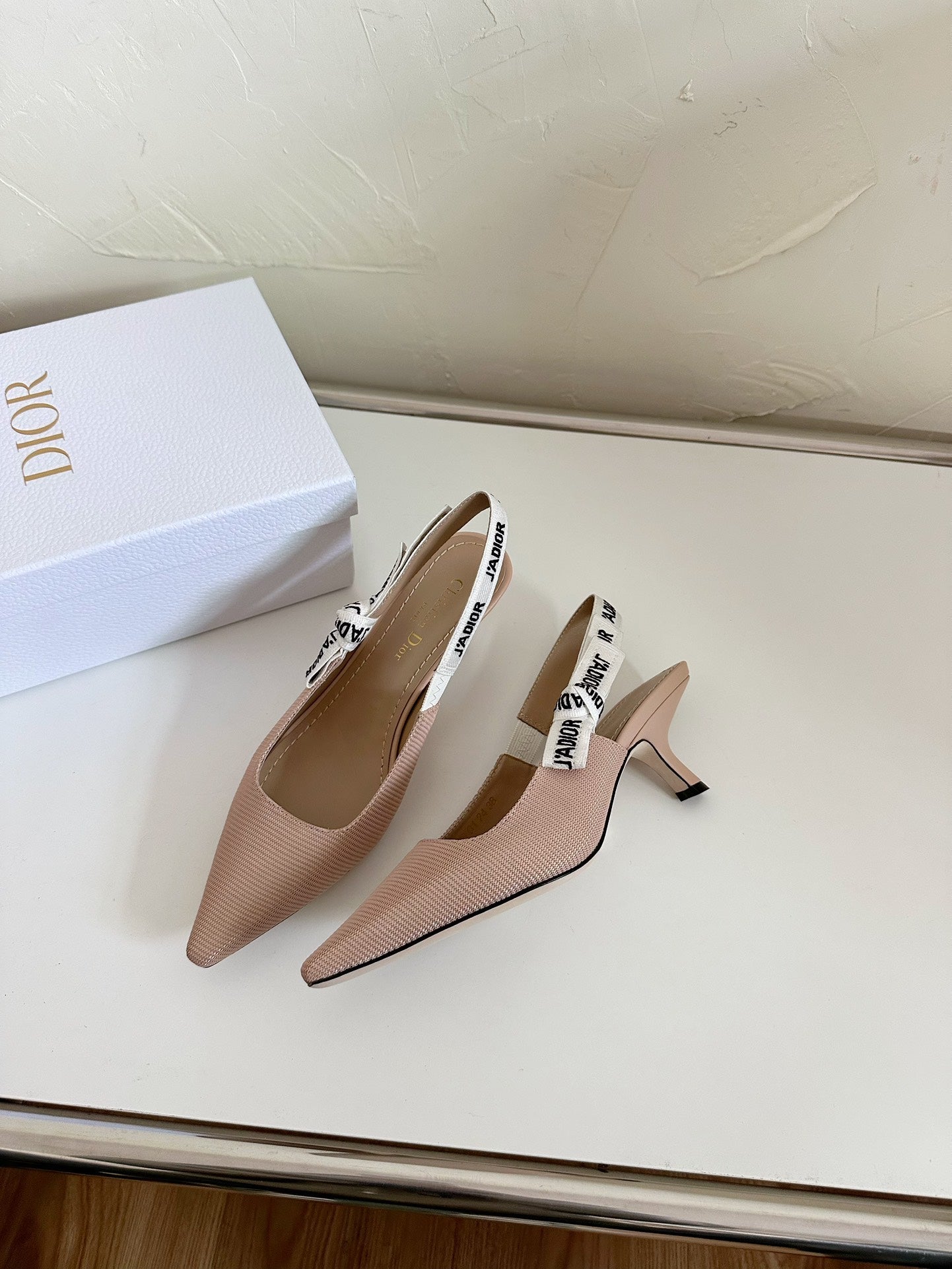 J'ADIOR SLINGBACK PUMP NUDE PINK TECHNICAL FABRIC 65 MM - 34