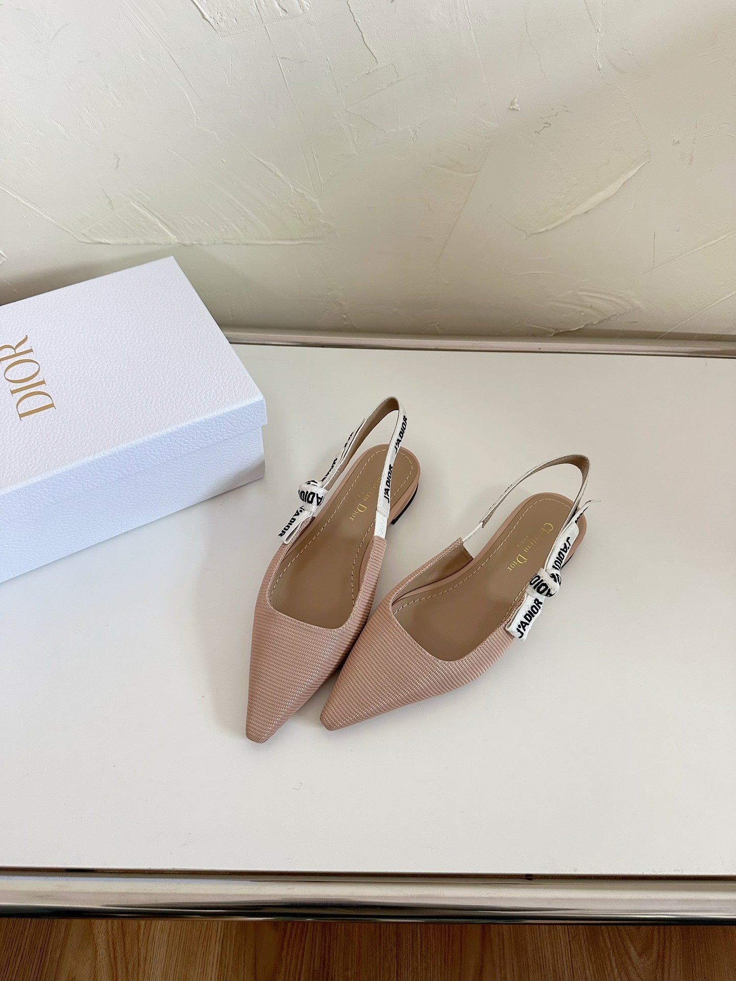 J'ADIOR SLINGBACK FLAT NUDE PINK TECHNICAL FABRIC - 34