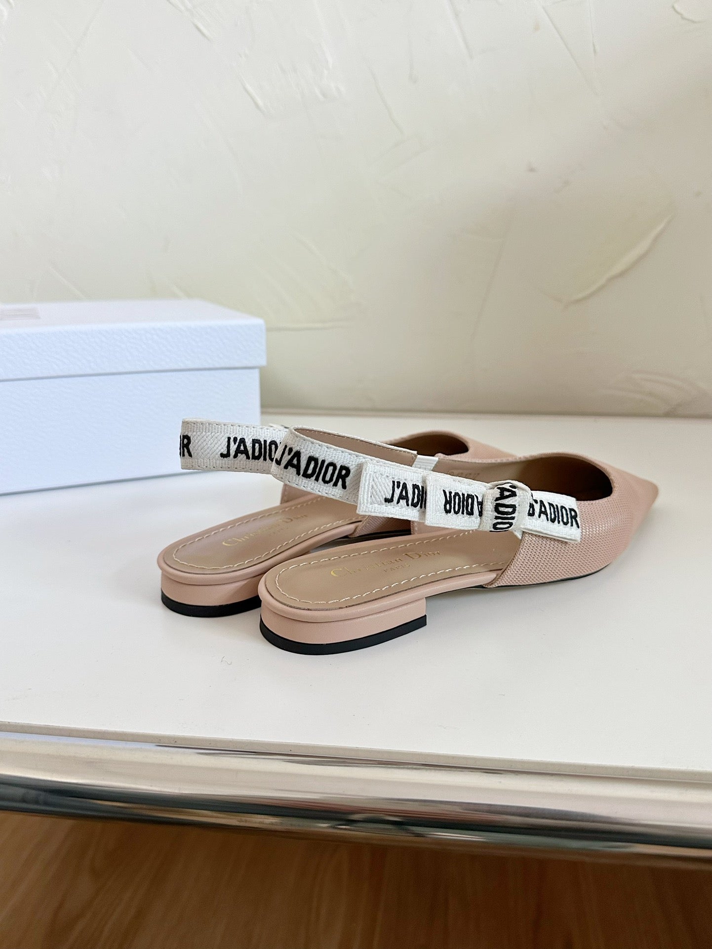 J'ADIOR SLINGBACK FLAT NUDE PINK TECHNICAL FABRIC - 34