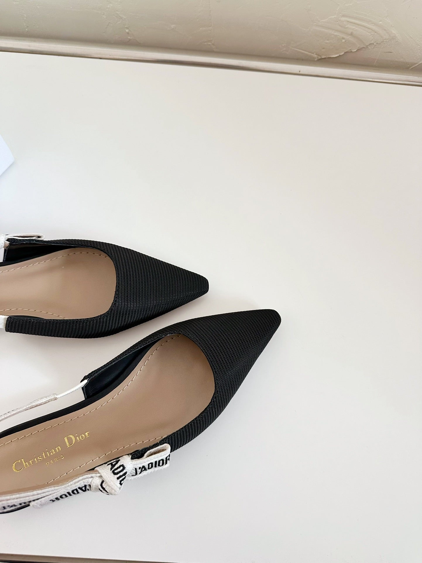 J'ADIOR SLINGBACK FLAT BLACK TECHNICAL FABRIC - 34