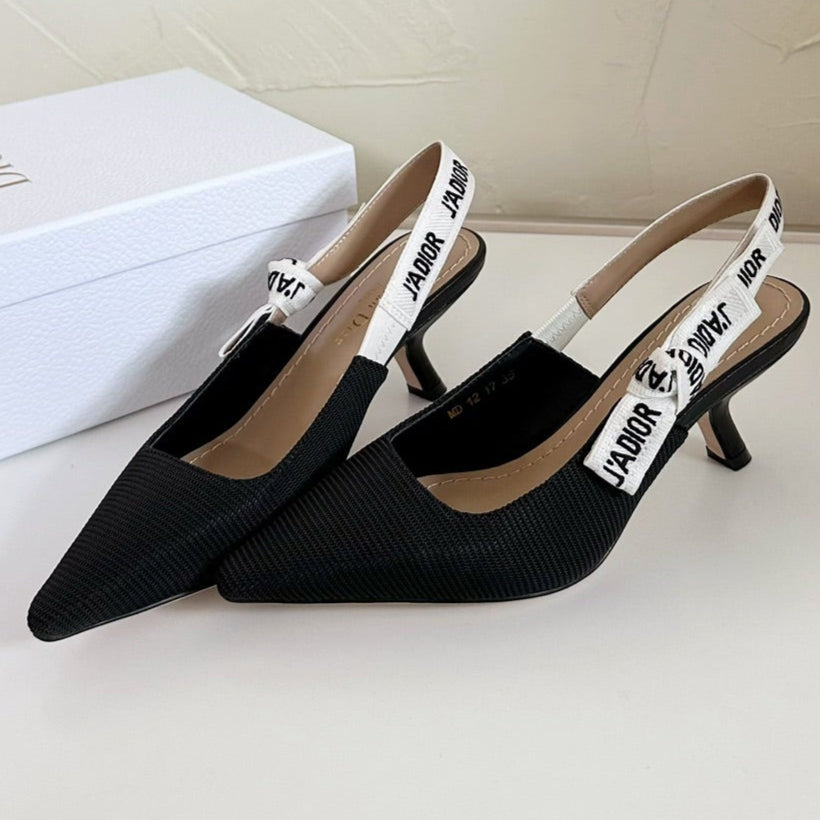 J'ADIOR SLINGBACK PUMP BLACK TECHNICAL FABRIC 65 MM - 34