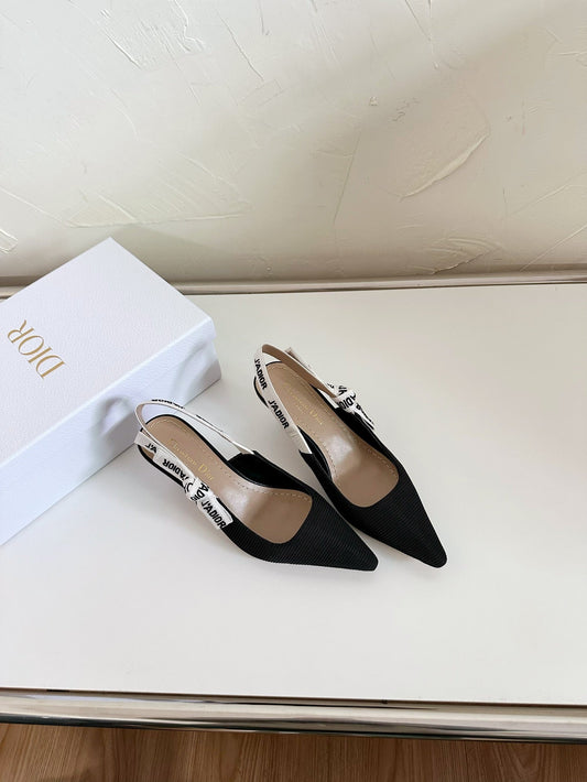 J'ADIOR SLINGBACK PUMP BLACK TECHNICAL FABRIC 65 MM - 34