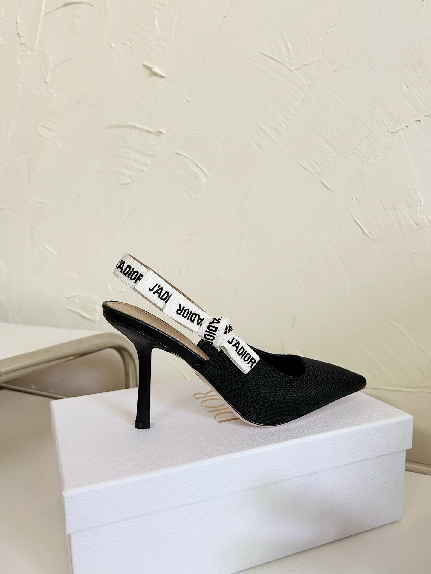 J'ADIOR SLINGBACK PUMP BLACK TECHNICAL FABRIC 10 CM - 34