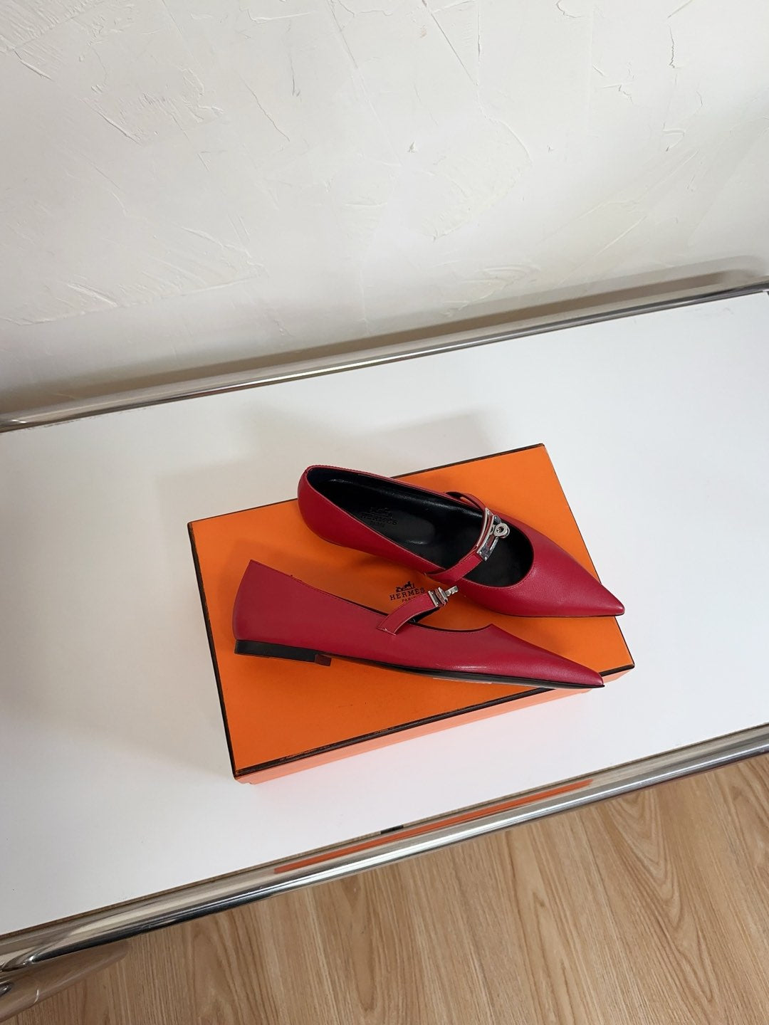 KIARA FLAT PUMP IN RUBY RED CALFSKIN - 35