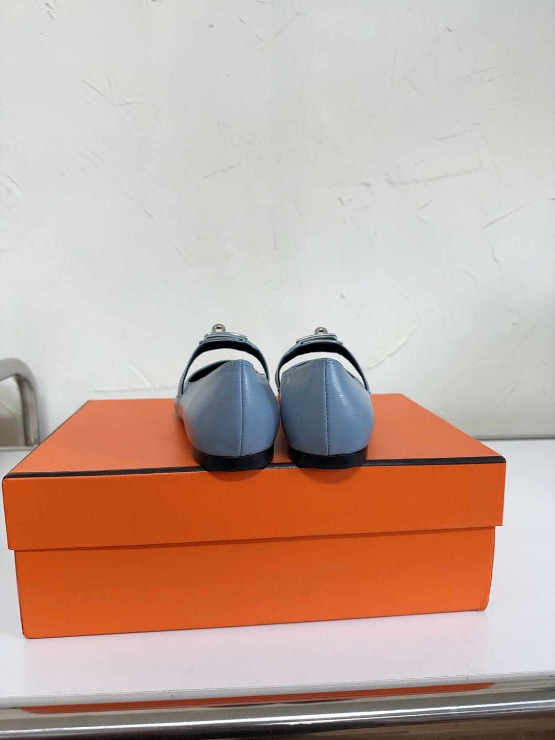 KIARA FLAT PUMP IN CERULEAN BLUE CALFSKIN - 35