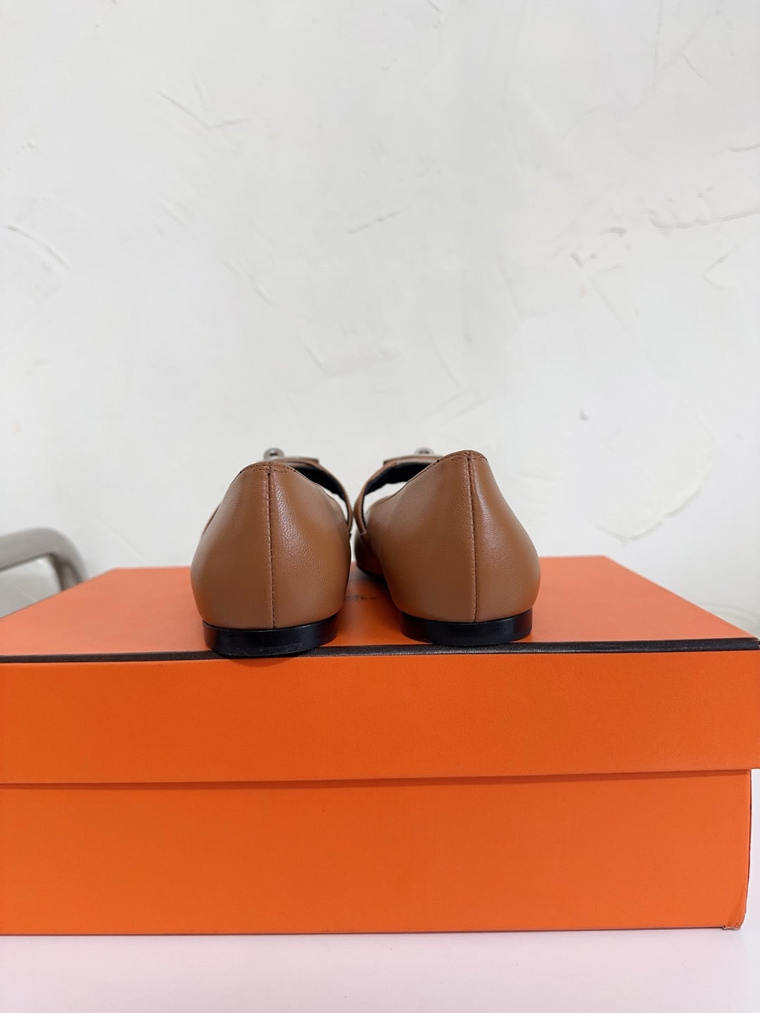 KIARA FLAT PUMP IN SEPIA BROWN CALFSKIN - 35