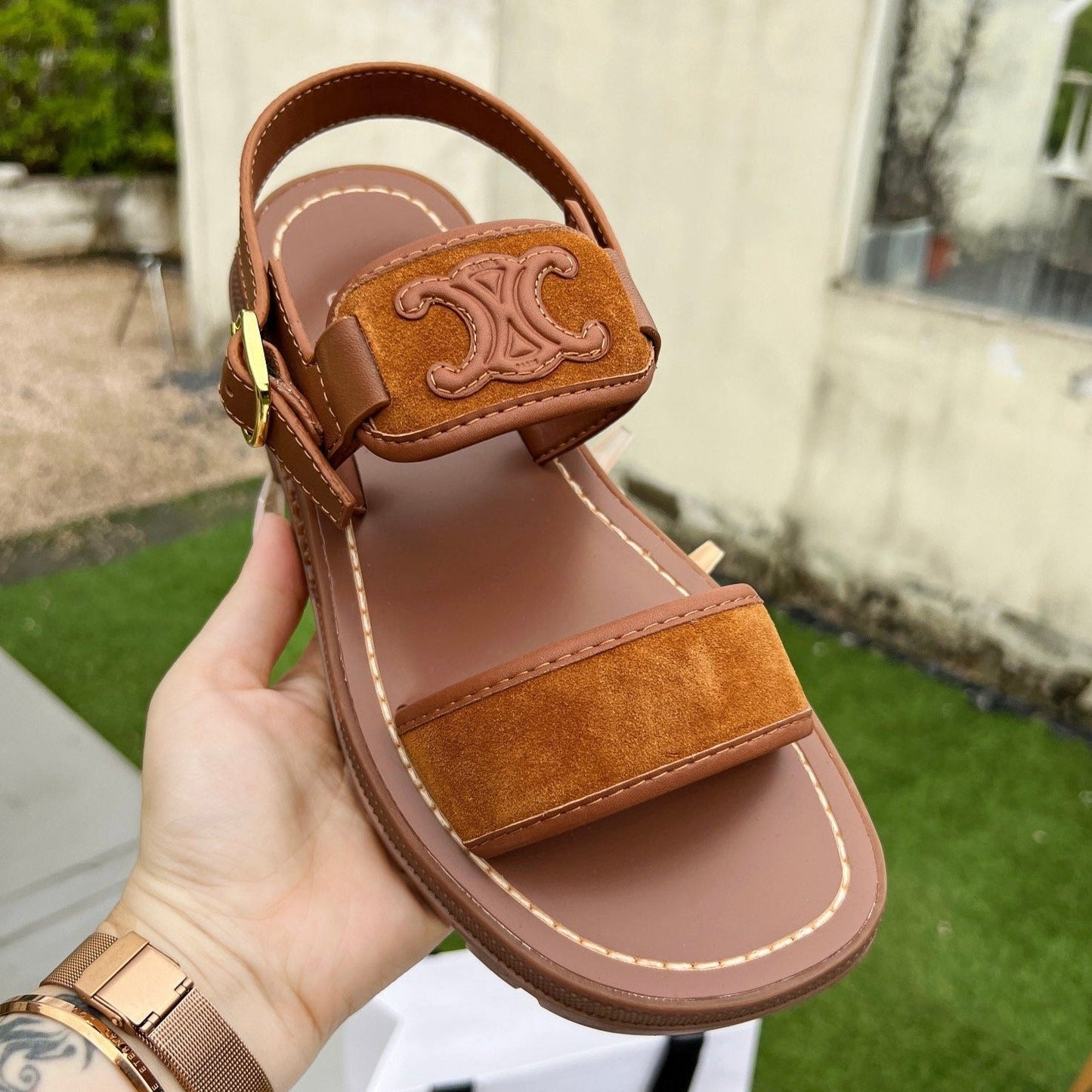 SANDALS FLAT SHOES GINGERBREAD BROWN - 35