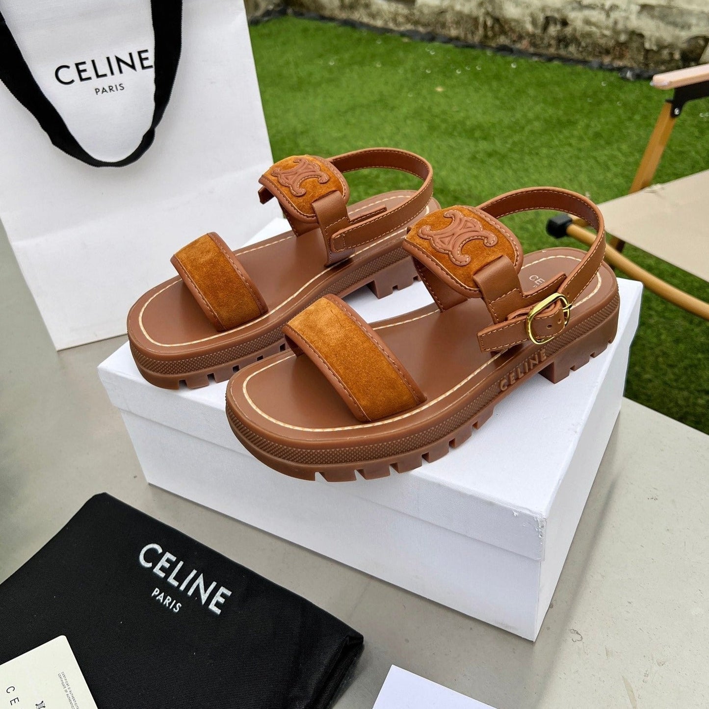 SANDALS FLAT SHOES GINGERBREAD BROWN - 35