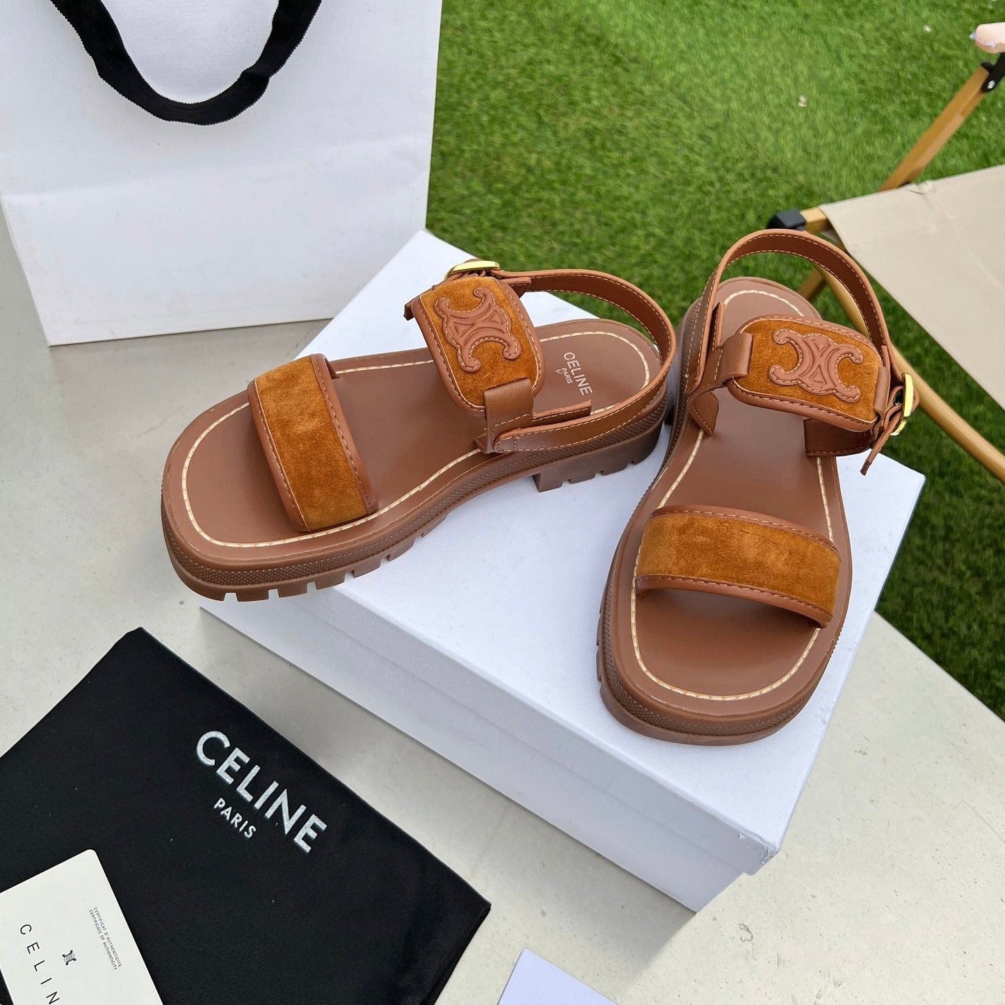 SANDALS FLAT SHOES GINGERBREAD BROWN - 35